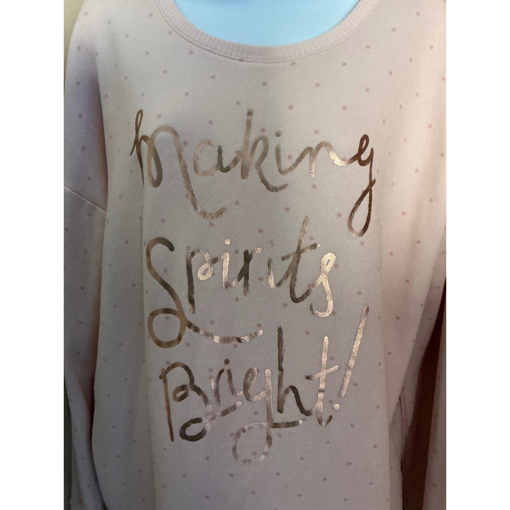 LC Lauren Conrad Sweatshirt Womens Large Pink Excellent Making Spirits Bright - Picture 4 of 11
